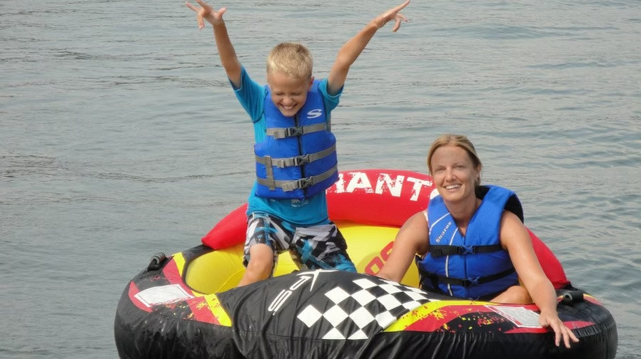 Amy and our oldest son on tube